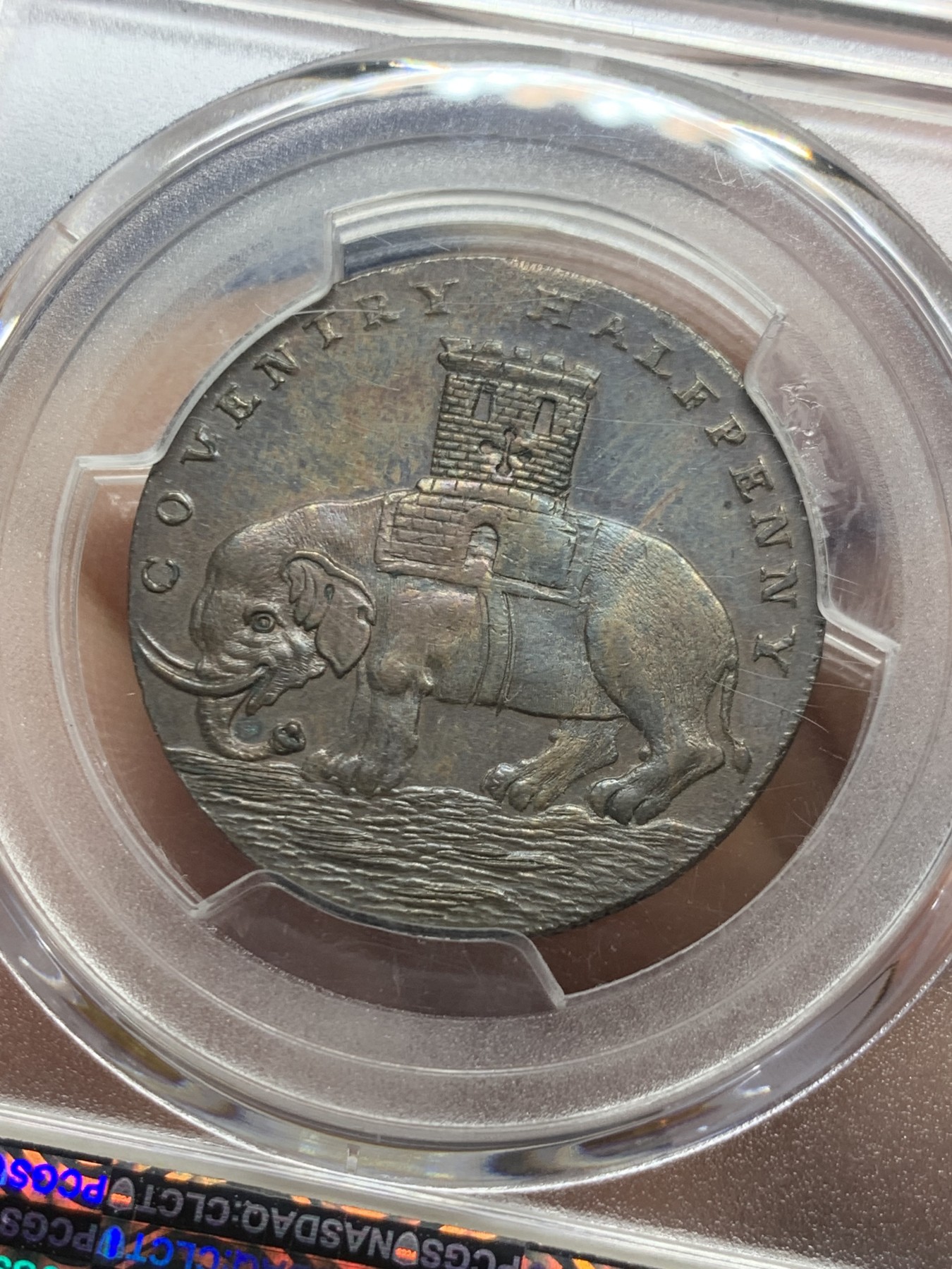 《竞宝斋》第240场-周日，周一 年终尾场 (全场包邮) PCGS AU55 英国1793考文垂戈黛娃半便士，Token名誉品，比1792年的少很多