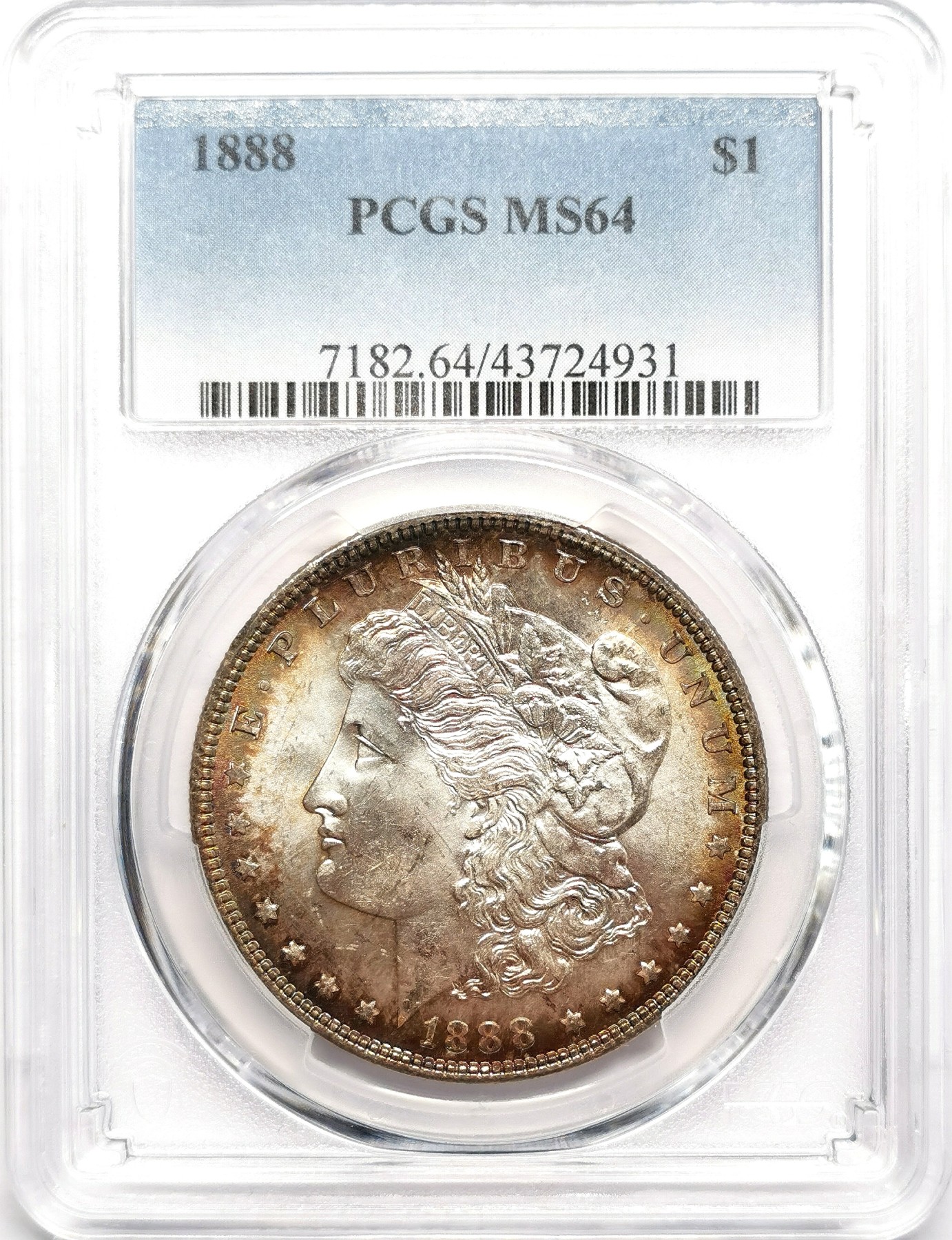 凡希社世界钱币微拍第二百六十期 1888美国摩根壹元大银PCGS-MS64环彩相当漂亮