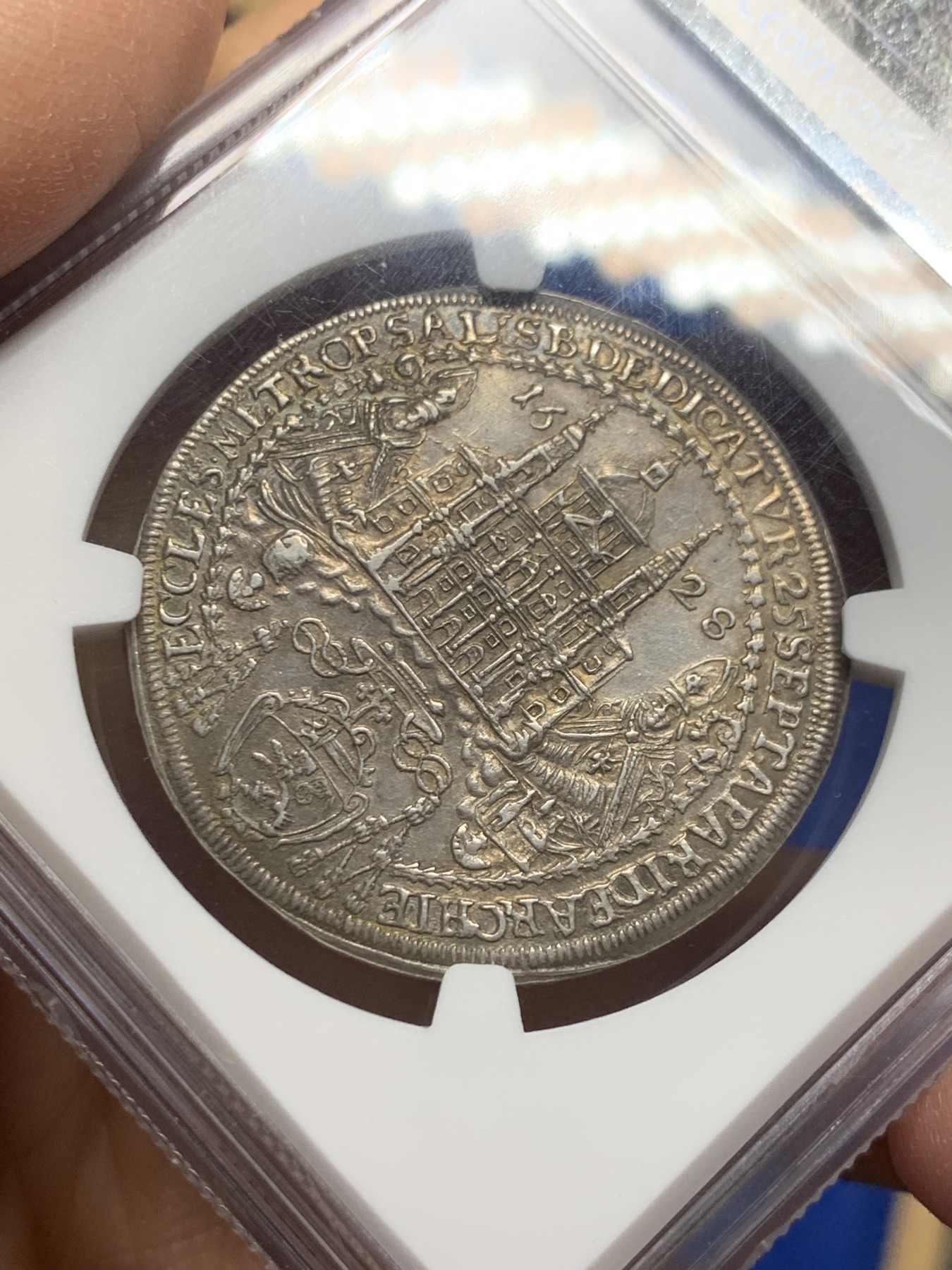 《竞宝斋》第240场-周日，周一 年终尾场 (全场包邮) NGC MS61 奥地利萨尔茨堡1628年萨尔茨堡大教堂落成纪念半泰勒银币 一年版