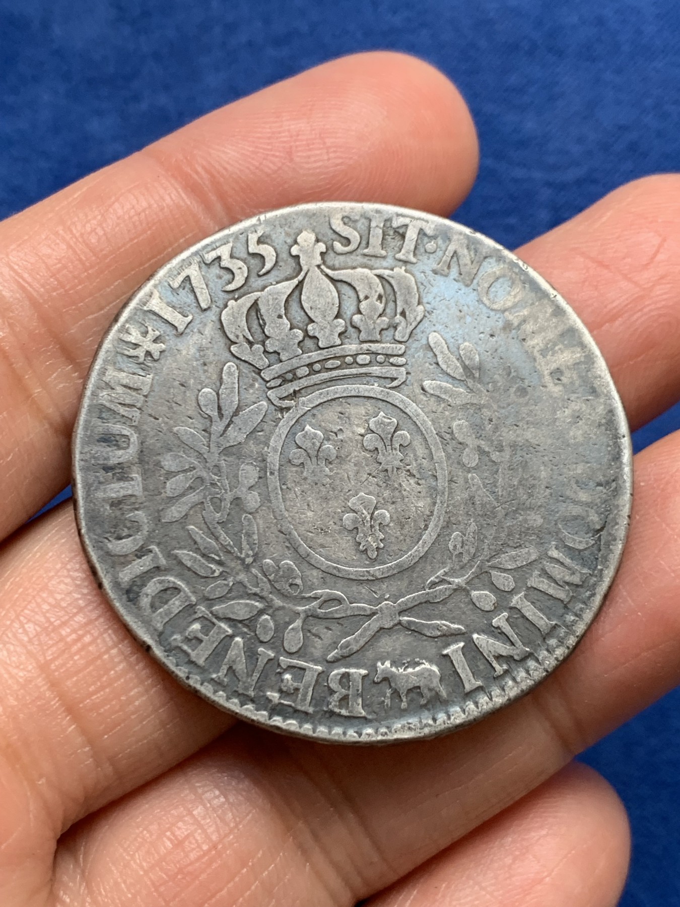 《竞宝斋》第240场-周日，周一 年终尾场 (全场包邮) 法国路易十五1735年埃居大银币 小孩头 细节还不错