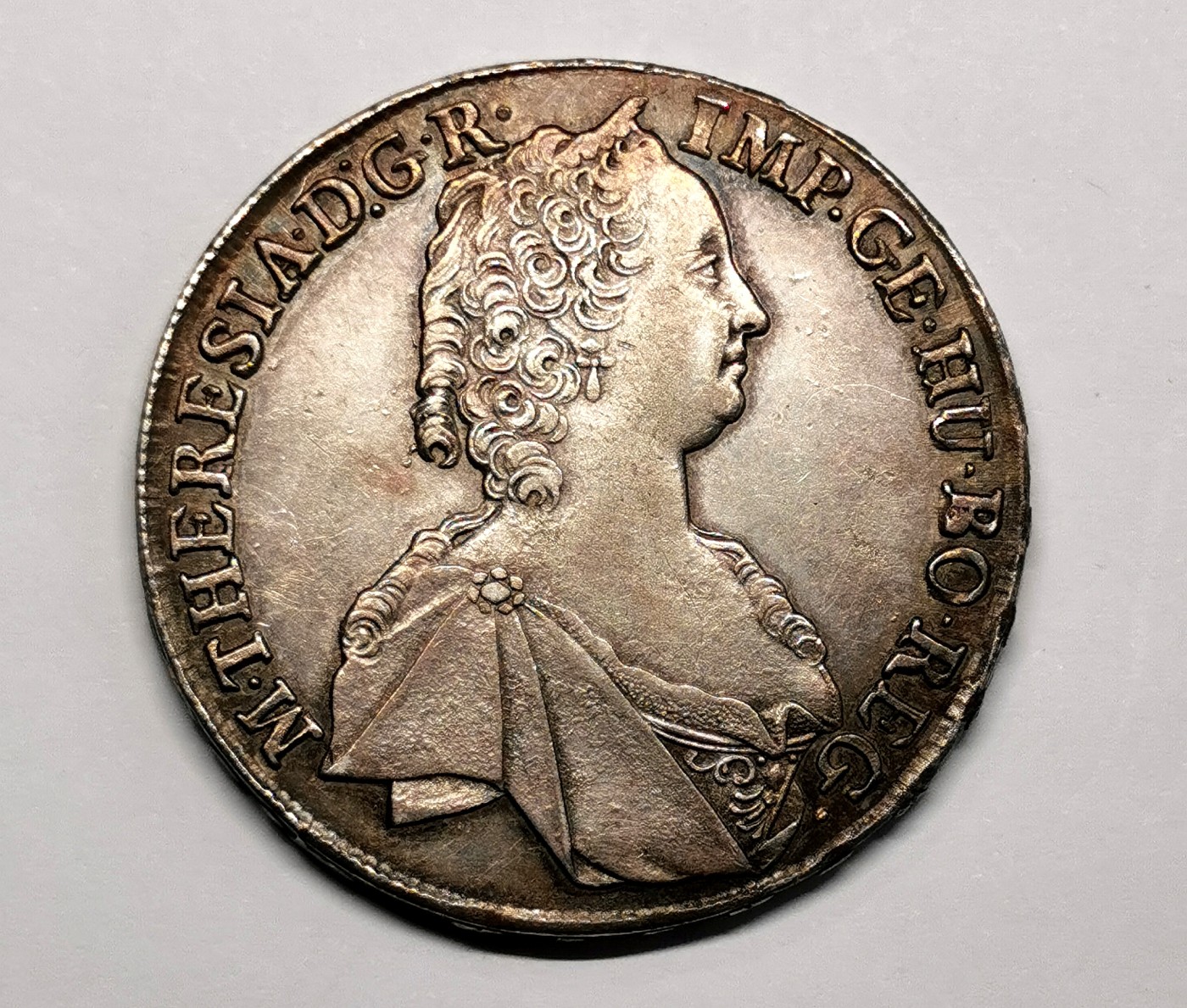 凡希社世界钱币微拍第二百六十期 1763神罗特蕾莎泰勒AU+细节锐利，欧陆传世包浆标准器！