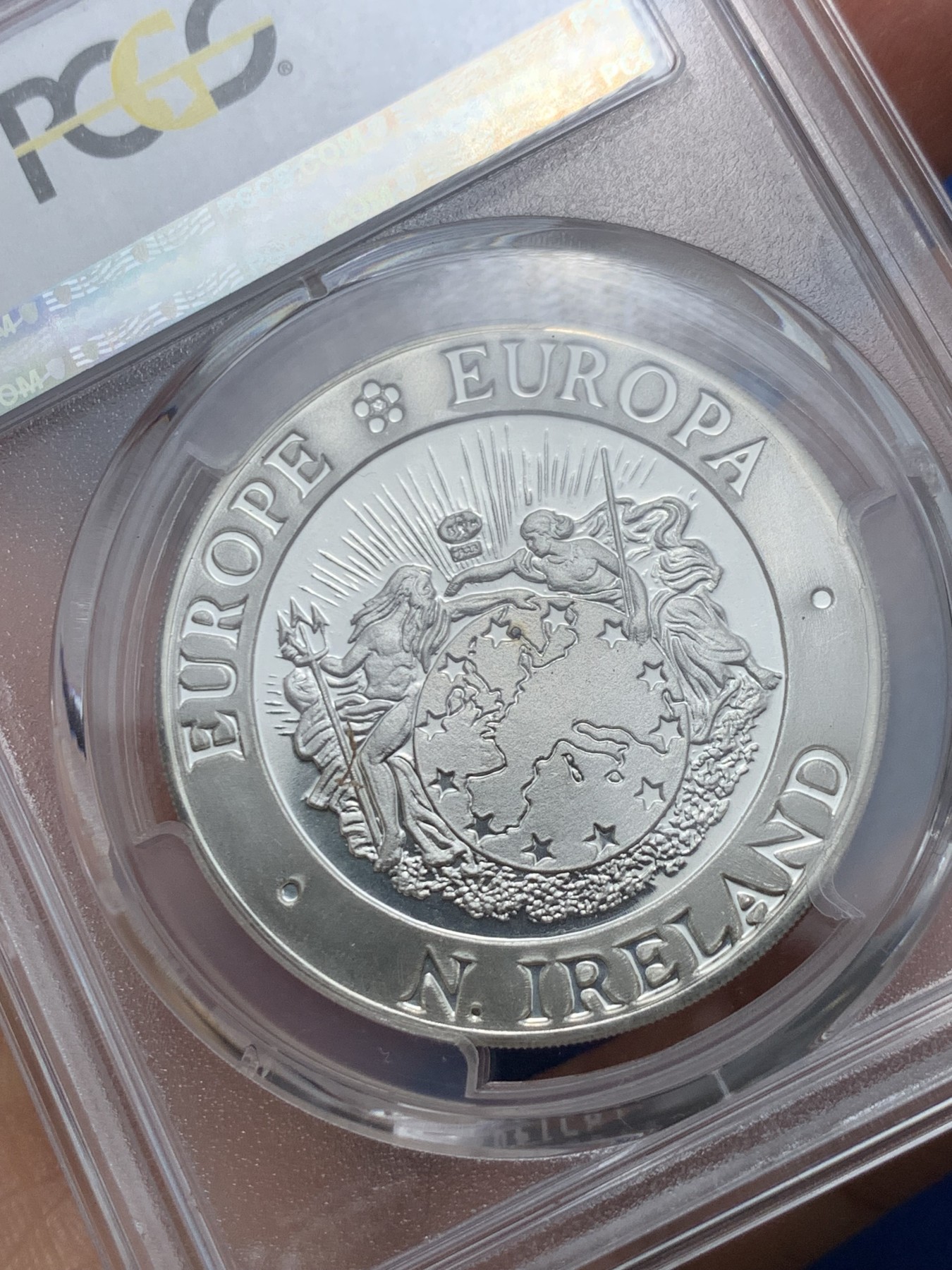 《竞宝斋》第240场-周日，周一 年终尾场 (全场包邮) PCGS金盾 PR68DCAM 北爱尔兰1992年25埃居精制大银币