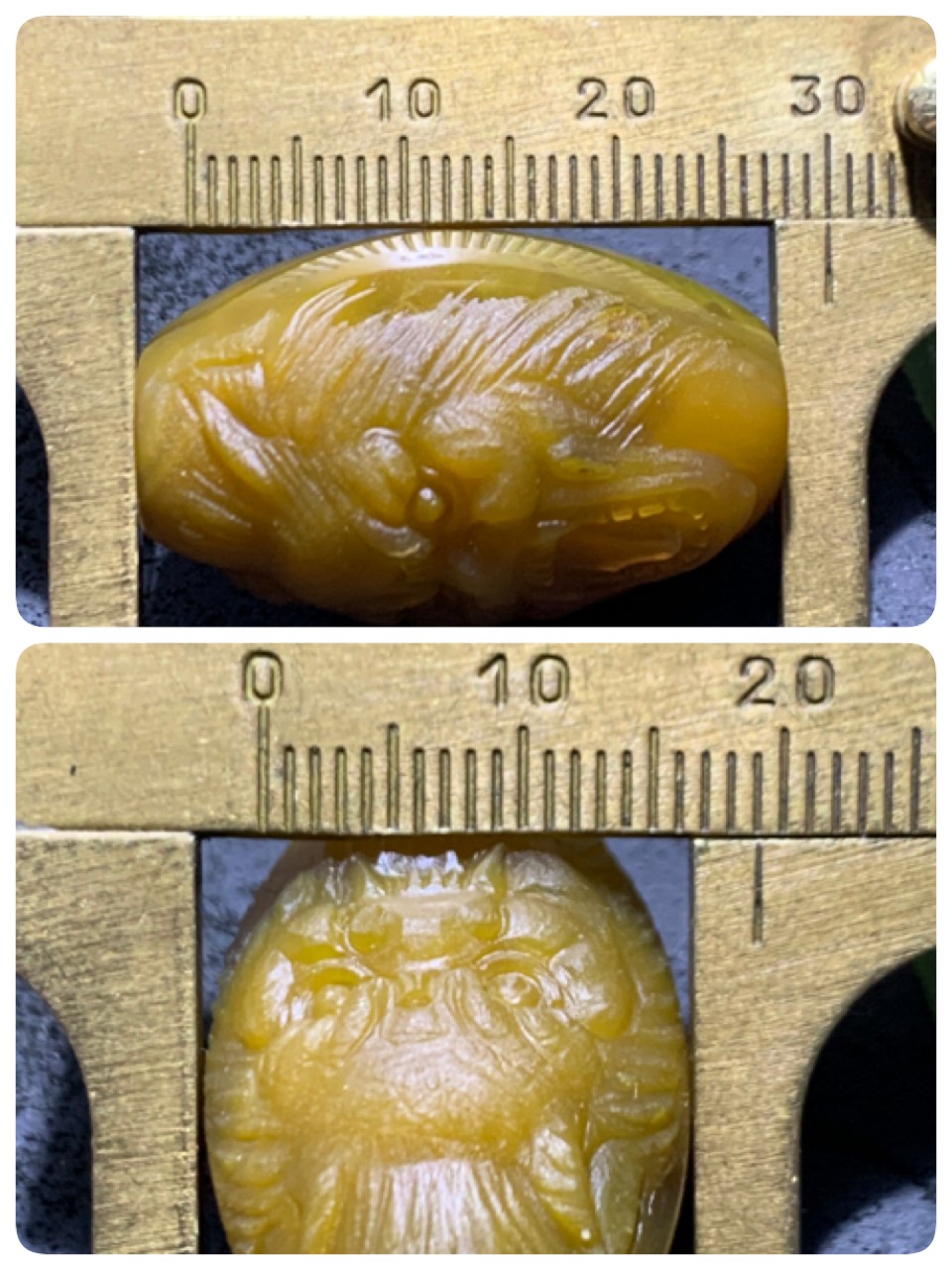 精美亚光黄冻料战国红玛瑙手工俏色巧雕狼王桶珠一颗！