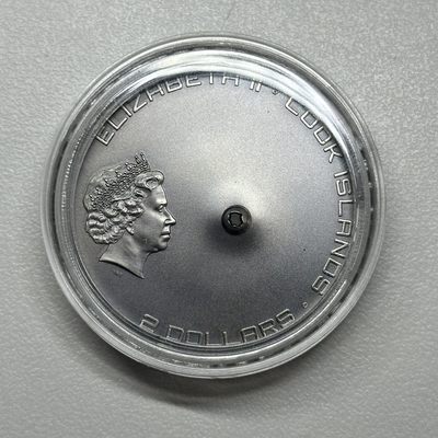 康怡轩钱币【以色列+葡萄牙+库克+澳大利亚+芬兰】第251003期  2016年库克群岛发行摩洛哥普通球粒H5陨石仿古2元纪念银币  1枚