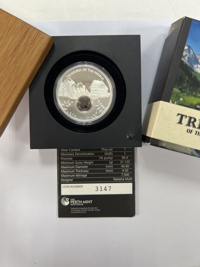 康怡轩钱币【以色列+葡萄牙+库克+澳大利亚+芬兰】第251003期  2013年澳大利亚发行世界瑰宝系列-石榴石1盎司1澳元精制纪念银币