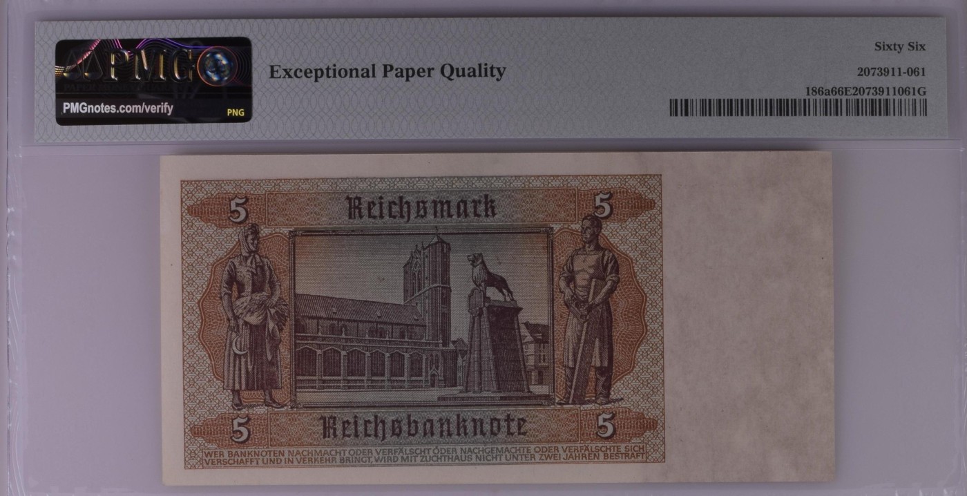 收藏联盟Quantum Auction 第322期拍卖  德国1942年50马克 PMG66 