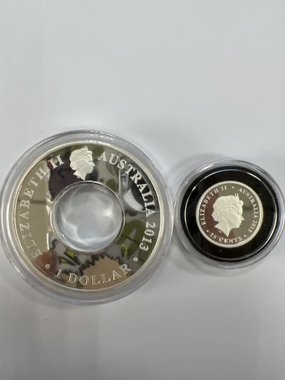 康怡轩钱币【以色列+葡萄牙+库克+澳大利亚+芬兰】第251003期  2013年澳大利亚发行子母币200周年25分+1澳元精制纪念银套币