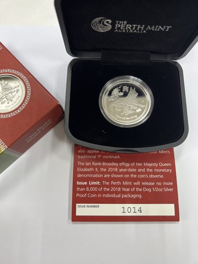 康怡轩钱币【以色列+葡萄牙+库克+澳大利亚+芬兰】第251003期  2018年澳大利亚发行生肖狗50分精制纪念银币