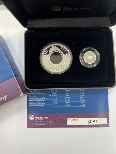 康怡轩钱币【以色列+葡萄牙+库克+澳大利亚+芬兰】第251003期  2013年澳大利亚发行子母币200周年25分+1澳元精制纪念银套币