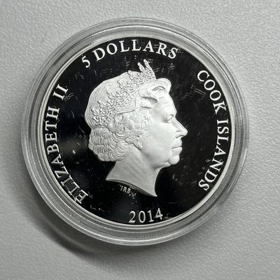 康怡轩钱币【以色列+葡萄牙+库克+澳大利亚+芬兰】第251003期  2014年库克群岛发行捷克动画电影幸运四叶草5元彩色精制纪念银币  1枚