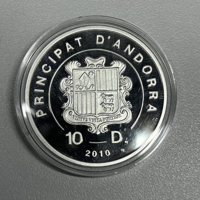 康怡轩钱币【安道尔+西班牙+拉脱维亚+刚果+瑞士+奥地利 纪念币专场】第251014期 2010年安道尔发行神的仆人系列之圣克里斯托弗精制纪念银币  1枚