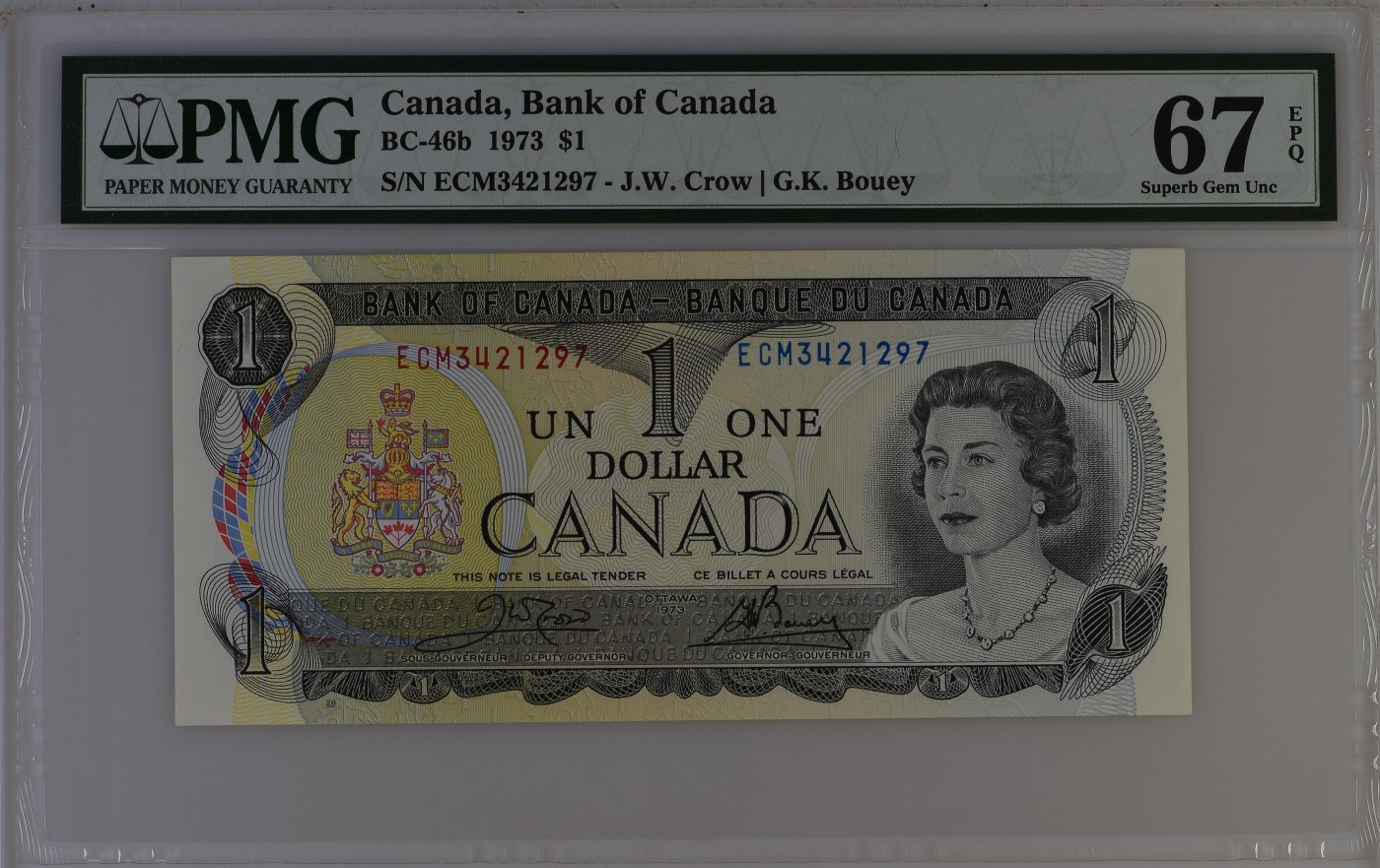 收藏联盟Quantum Auction 第322期拍卖  加拿大1973年1元 PMG67