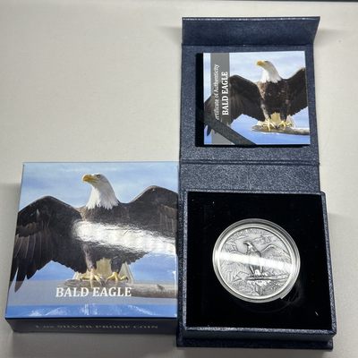 康怡轩钱币【以色列+葡萄牙+库克+澳大利亚+芬兰】第251003期  2018年库克群岛发行白头鹰5库克元高浮雕仿古纪念银币  1枚