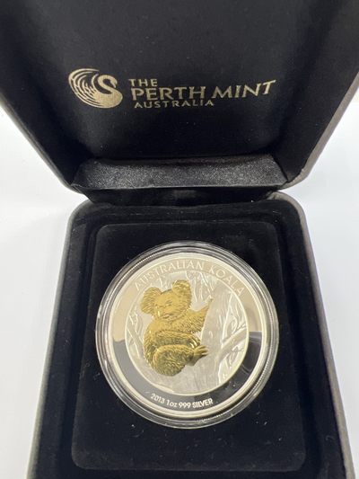 康怡轩钱币【以色列+葡萄牙+库克+澳大利亚+芬兰】第251003期  2013年澳大利亚发行考拉1澳元镀金精制纪念银币