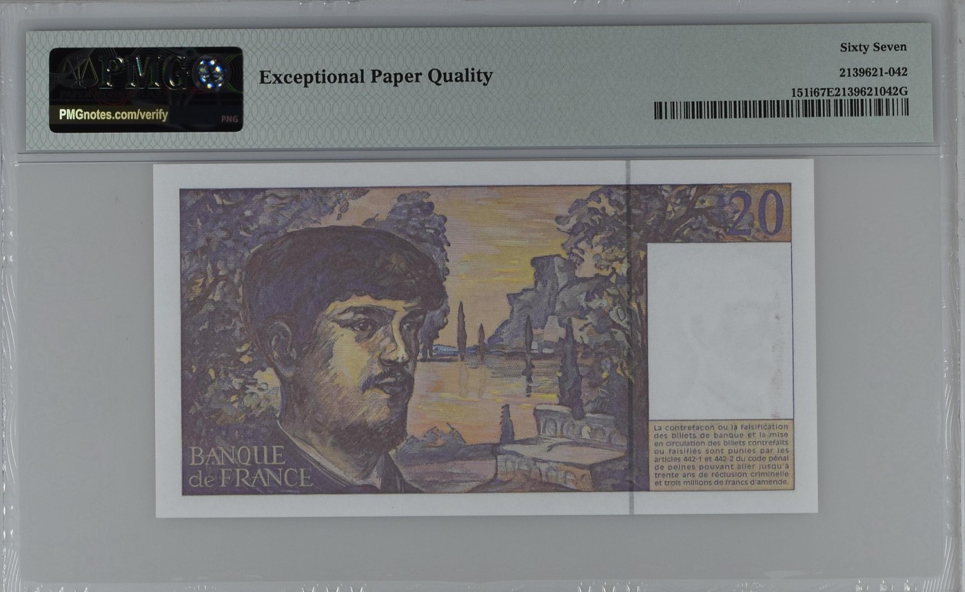 收藏联盟Quantum Auction 第321期拍卖  法国1997年20法郎 PMG67 彪西德