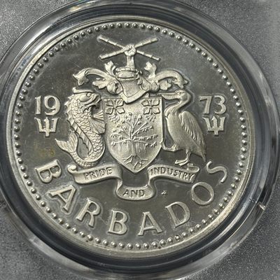 外国银币评级币&全场保真包代 - 精铸稀少巴巴多斯喷泉银币一图一物、保真包代