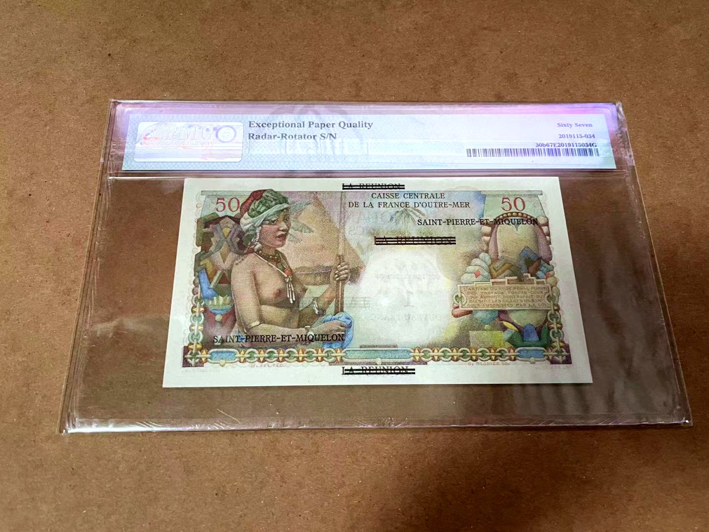 【Blue Auction】✨世界纸币精拍第430期——苍老师专场 PART3  【81818雷达&旋转靓号 超级少见】圣皮埃尔和密克隆 经典白奶球 1960年1新法郎=50法郎 PMG67EPQ 高分  
