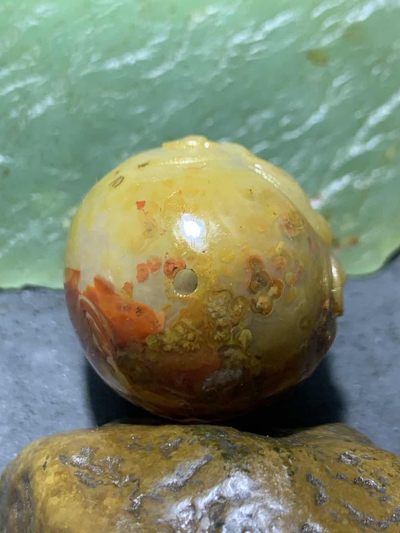 精美亚光冰飘战国红玛瑙手工雕刻大黑天黄财神大勒子（把件/吊坠）一个 精美亚光冰飘战国红玛瑙手工雕刻大黑天黄财神大勒子（把件/吊坠）一个