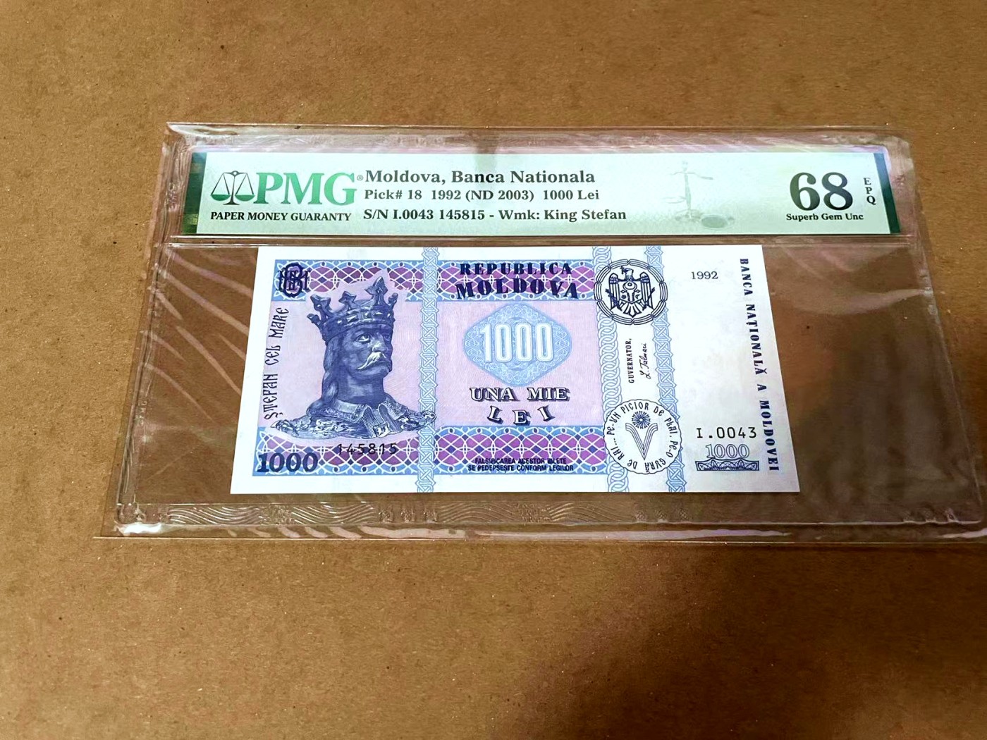【Blue Auction】✨世界纸币精拍第430期——苍老师专场 PART3 摩尔多瓦 1992年1000雷 PMG68EPQ 超高分