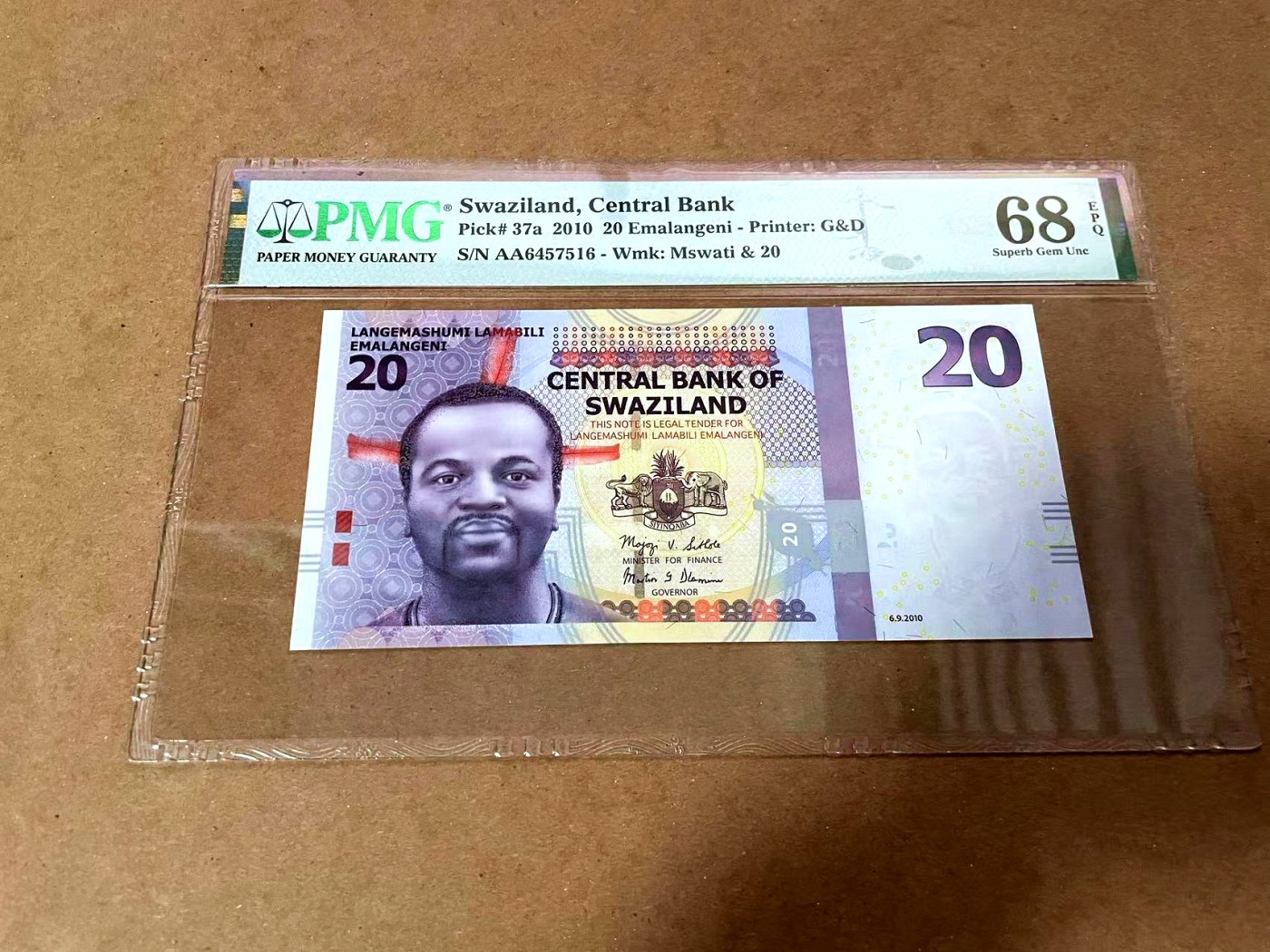 【Blue Auction】✨世界纸币精拍第430期——苍老师专场 PART3 【AA】斯威士兰 2010年20E PMG68EPQ 超高分