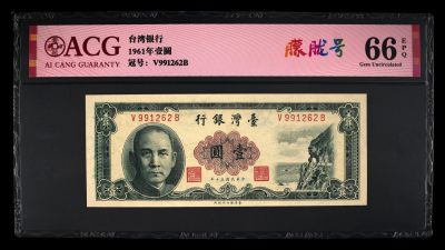 奇妙的六月份 - 台湾银行1961年1圆。