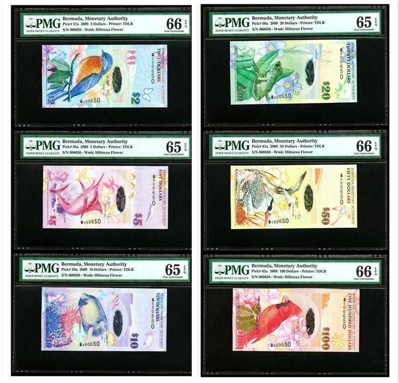 【Blue Auction】✨世界纸币精拍第430期——苍老师专场 PART3  【洋葱冠 650全同小号 含获奖钞】百慕大 2009年2-100元 PMG66EPQ-65EPQ  老壳子 收藏版