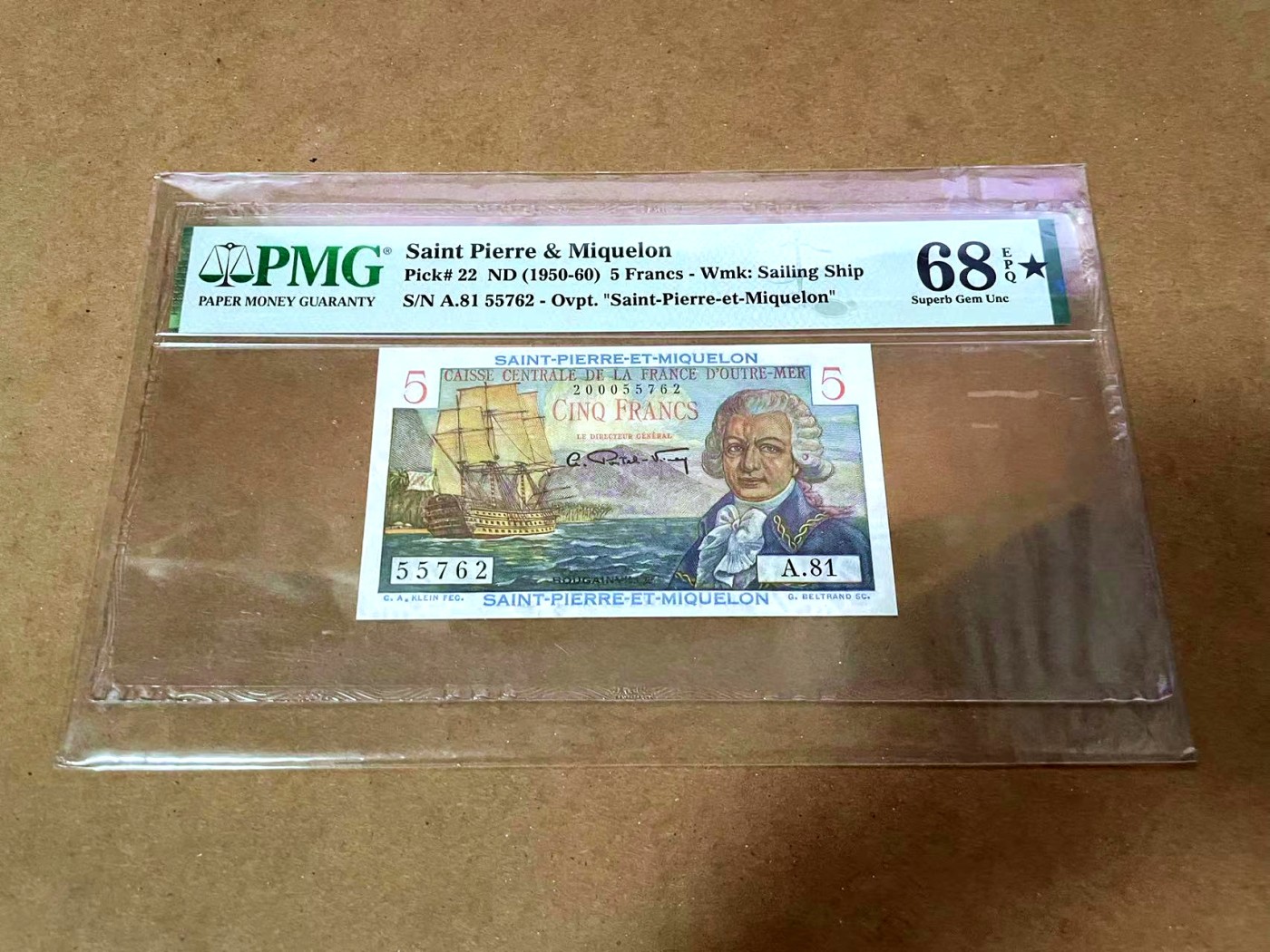 【Blue Auction】✨世界纸币精拍第430期——苍老师专场 PART3 【带星少见】圣皮埃尔和密克隆 1950-60年5法郎 PMG68EPQ 星星 超高分