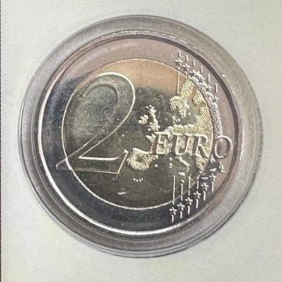 康怡轩钱币【安道尔+西班牙+拉脱维亚+刚果+瑞士+奥地利 纪念币专场】第251014期 2022年安道尔发行传奇的查理曼大帝2欧元双金属纪念币卡装  1枚