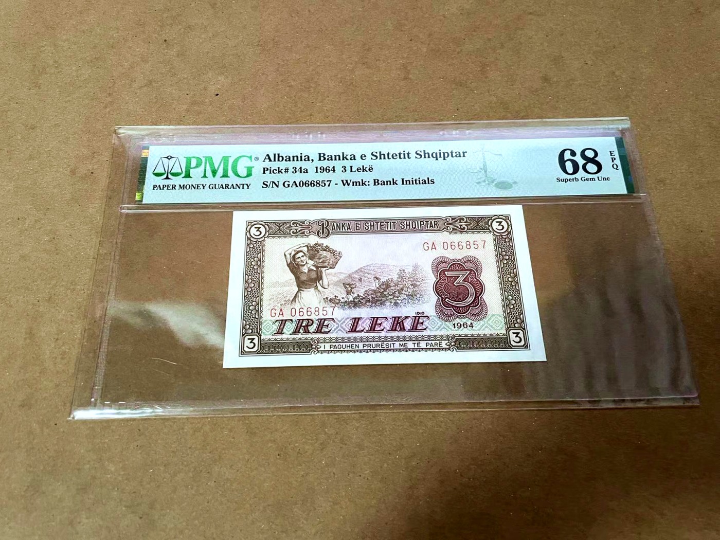 【Blue Auction】✨世界纸币精拍第430期——苍老师专场 PART3  阿尔巴尼亚 1964年3列克 PMG68EPQ 超高分