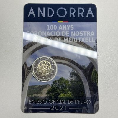 康怡轩钱币【安道尔+西班牙+拉脱维亚+刚果+瑞士+奥地利 纪念币专场】第251014期 2021年安道尔发行梅莉塞尔夫人2欧元双金属纪念币 卡装  1枚