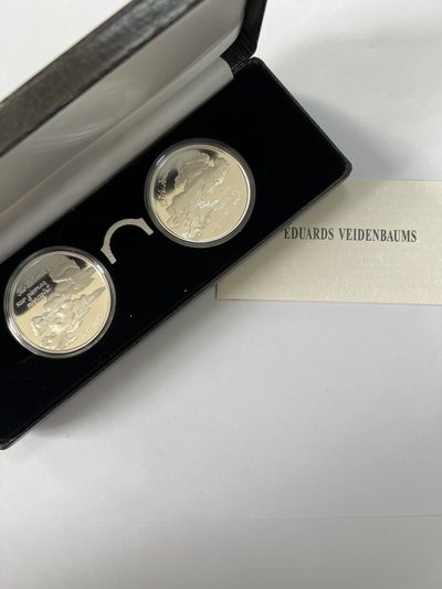 康怡轩钱币【安道尔+西班牙+拉脱维亚+刚果+瑞士+奥地利 纪念币专场】第251014期 2017年拉脱维亚发行爱德华斯·斐德勃姆斯精制纪念银币套装