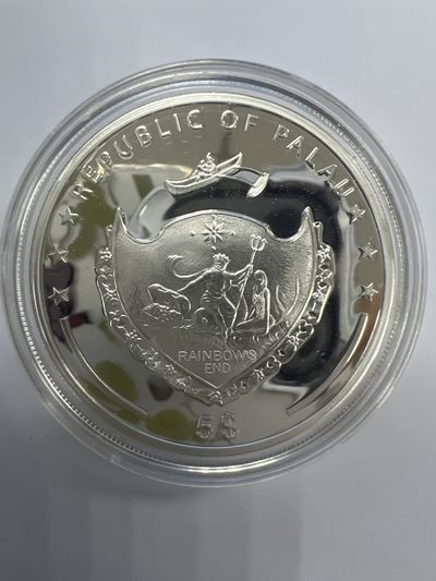康怡轩钱币【新加坡+不丹+澳门+帕劳+美国+蒙古 纪念币专场】第251010期  2010年帕劳发行圣诞快乐5元彩色精制纪念银币（原证）