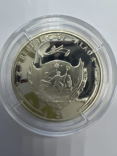 康怡轩钱币【新加坡+不丹+澳门+帕劳+美国+蒙古 纪念币专场】第251010期  2011年帕劳发行利西恩圣母2元镀金精制纪念银币（原证）