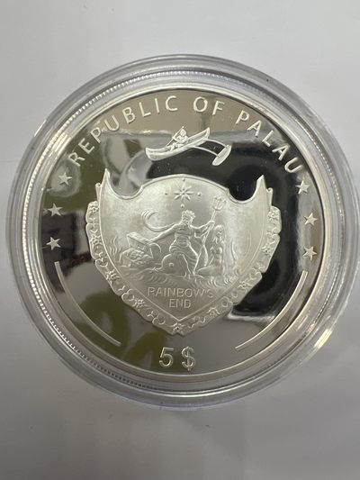 康怡轩钱币【新加坡+不丹+澳门+帕劳+美国+蒙古 纪念币专场】第251010期  2007年帕劳发行贝壳5元镶珍珠彩色精致纪念银币