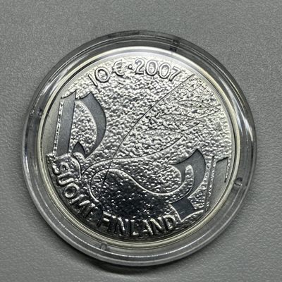 康怡轩钱币【以色列+葡萄牙+库克+澳大利亚+芬兰】第251003期  2007年芬兰发行芬兰语文之父阿格里高拉10欧元银币  原盒原证  1枚