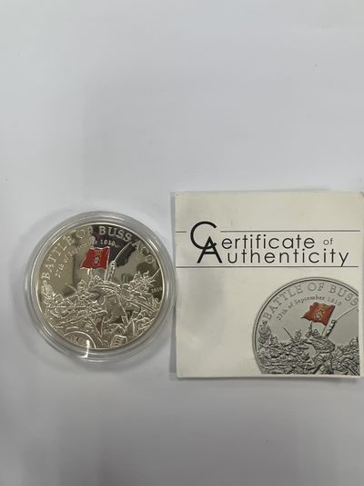 康怡轩钱币【新加坡+不丹+澳门+帕劳+美国+蒙古 纪念币专场】第251010期  2010年帕劳发行1810年9月27日巴斯战役5元彩色精制纪念银币（原证）