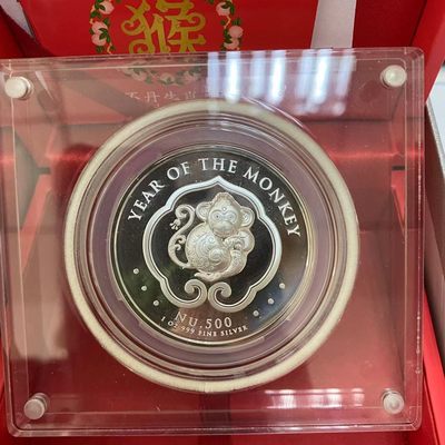 康怡轩钱币【新加坡+不丹+澳门+帕劳+美国+蒙古 纪念币专场】第443期 - 2016年不丹发行生肖猴1盎司超高浮雕精制纪念银币 白斑氧化