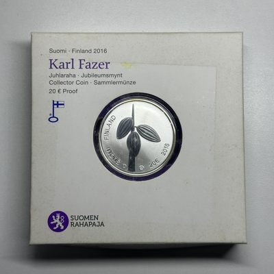 康怡轩钱币【以色列+葡萄牙+库克+澳大利亚+芬兰】第251003期  2016年芬兰发行芬兰甜品和糖果大师卡尔菲兹20欧元精制纪念银币  1枚