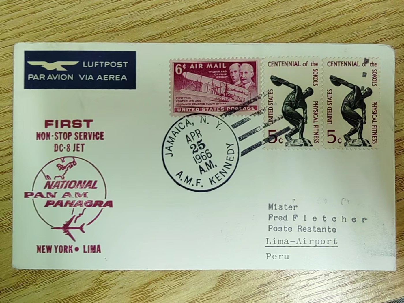 多国邮品✌（拍卖场）精品🔥专场 第④⑥场 美国1966年 DC-8喷气式飞机 航空邮封（有完整邮路戳）