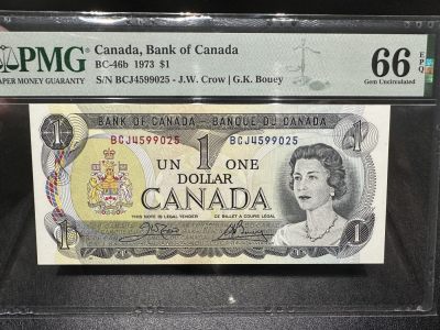 《外钞收藏家》第三百三十七期 - 1973年加拿大1元 PMG66