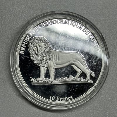 康怡轩钱币【安道尔+西班牙+拉脱维亚+刚果+瑞士+奥地利 纪念币专场】第251014期 2002年刚果发行北非战争60周年巴顿纪念银币  裸币  1枚