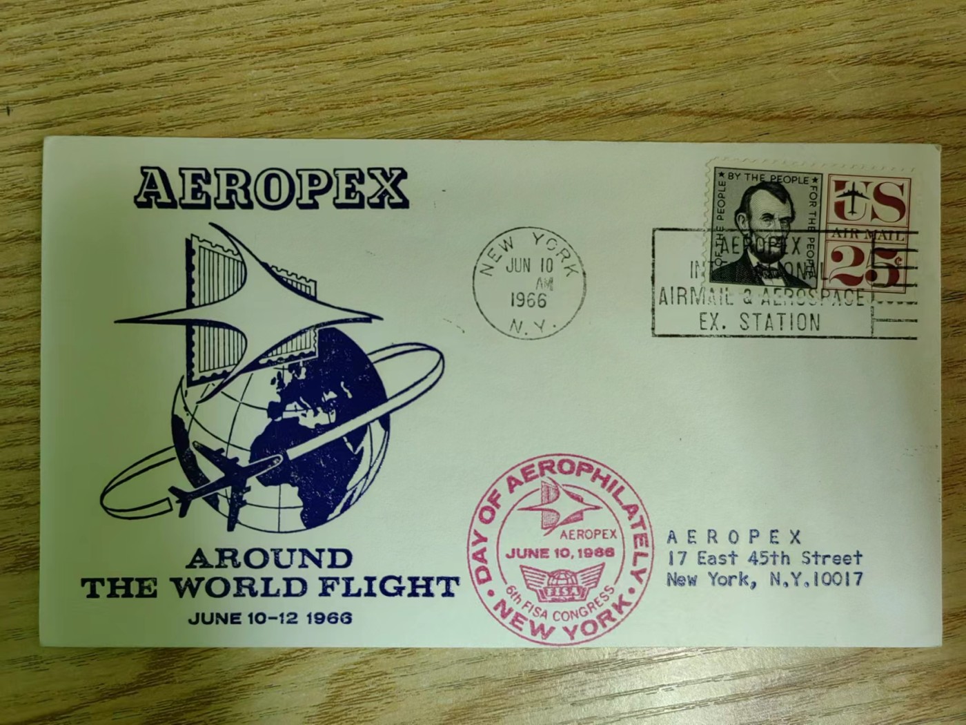 多国邮品✌（拍卖场）精品🔥专场 第④⑥场 美国1966年 （第六届FISA大会纪念）航空邮封