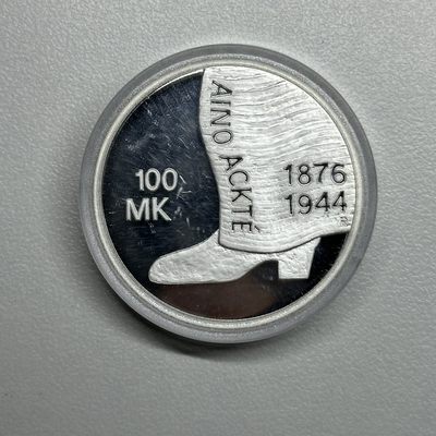 康怡轩钱币【以色列+葡萄牙+库克+澳大利亚+芬兰】第251003期  2001年芬兰发行女高音歌唱家安娜·阿克特100马克纪念银币·名人  裸币  1枚