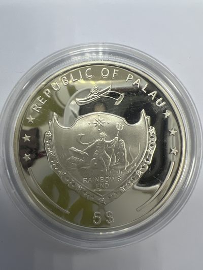 康怡轩钱币【新加坡+不丹+澳门+帕劳+美国+蒙古 纪念币专场】第251010期  2010年帕劳发行世界奇观系列-复活节岛雕像5元彩色精制银币