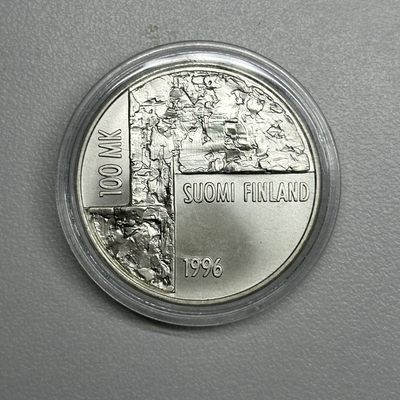 康怡轩钱币【以色列+葡萄牙+库克+澳大利亚+芬兰】第251003期  1996年芬兰发行画家海娜·舍尔夫贝克100马克纪念银币·奖  裸币  1枚
