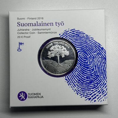 康怡轩钱币【以色列+葡萄牙+库克+澳大利亚+芬兰】第251003期  2016年芬兰发行工作的意义20欧元精制纪念银币  1枚