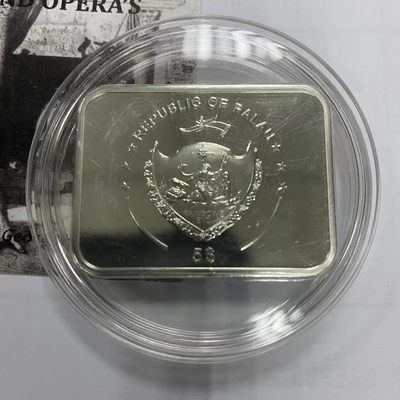 康怡轩钱币【新加坡+不丹+澳门+帕劳+美国+蒙古 纪念币专场】第251010期  2011年帕劳发行世界著名歌剧-卡门5元彩色精制长方形纪念银币 无包装盒