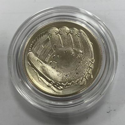 康怡轩钱币【新加坡+不丹+澳门+帕劳+美国+蒙古 纪念币专场】第251010期  2014年美国发行棒球名人堂弧形50美分铜镍普制纪念币