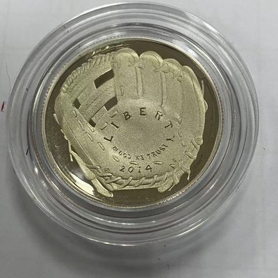 康怡轩钱币【新加坡+不丹+澳门+帕劳+美国+蒙古 纪念币专场】第443期 - 2014年美国发行棒球名人堂弧形50美分铜镍精制纪念币