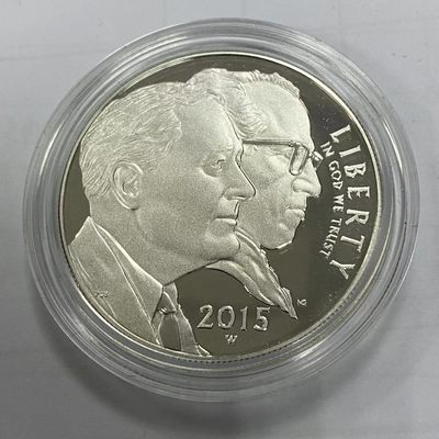 康怡轩钱币【新加坡+不丹+澳门+帕劳+美国+蒙古 纪念币专场】第251010期  2015年美国发行美国畸形儿基金会75周年1美元精制纪念银币